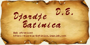 Đorđe Batinica vizit kartica